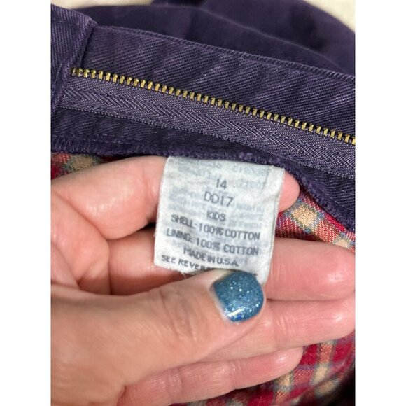 VTG LL Bean Women's 14 Flannel-Lined Purple Cropped Cargo Jeans - Picture 8 of 10